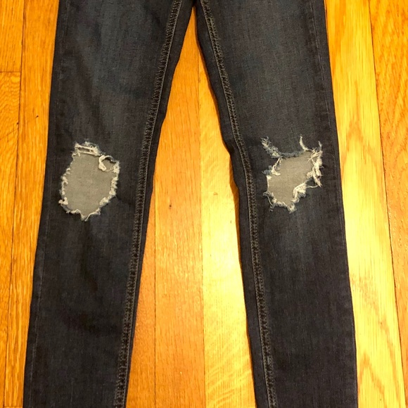 Free People Dark Blue Ripped Skinny Jeans - Picture 4 of 11